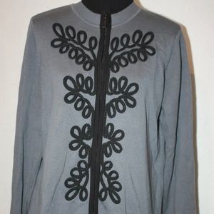 Bob Mackie 🆕 1X with tags Soutache embroidered zipper cardigan